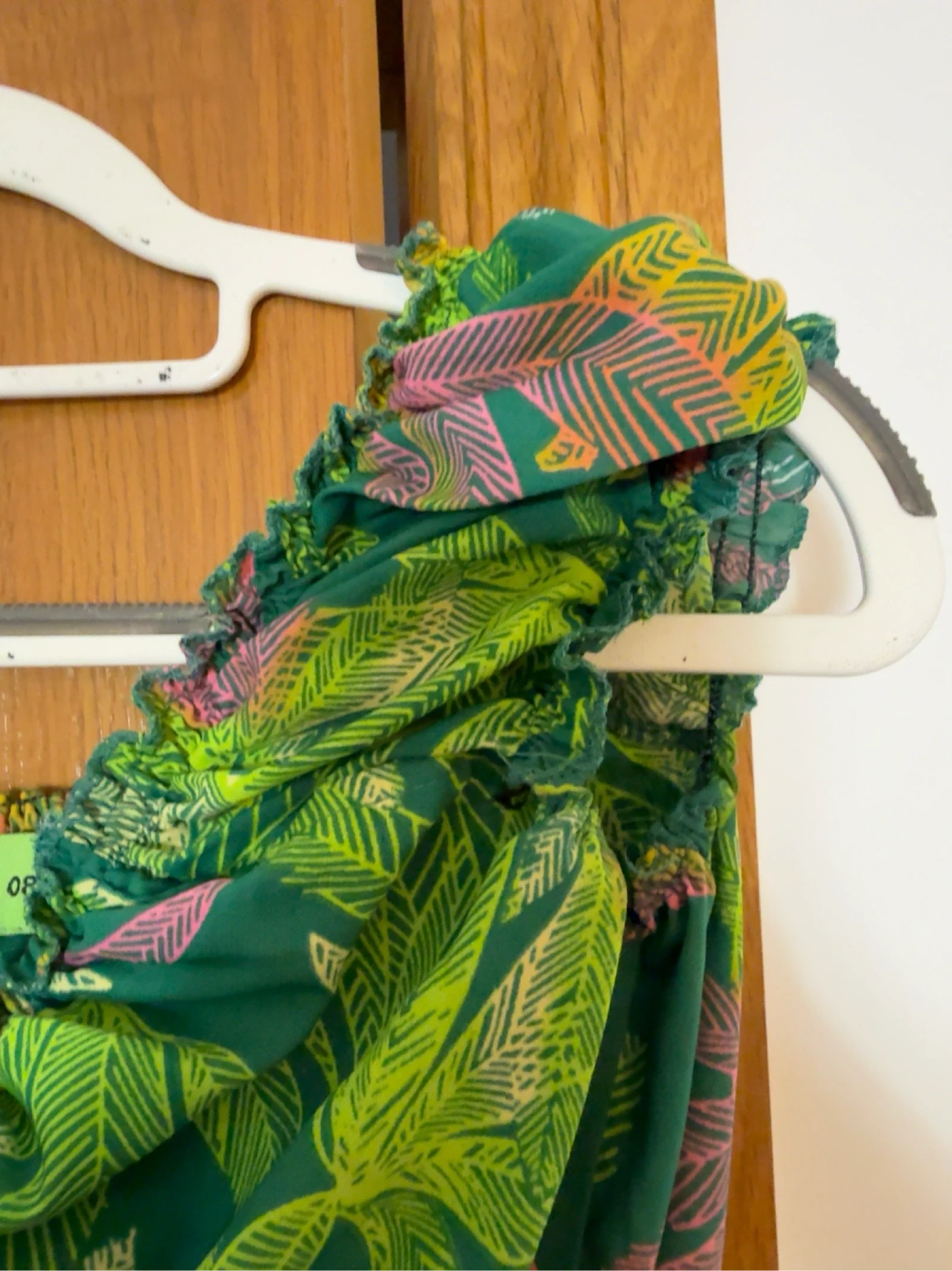 Tropisch groen lange jurk met elastische taille L – photo 4